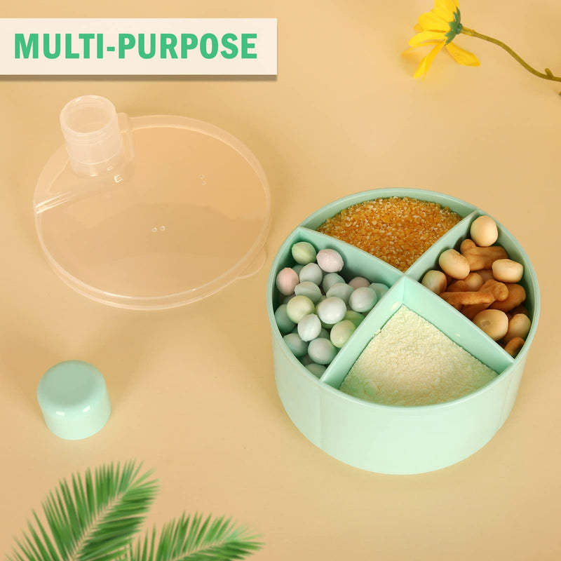 Accmor Formula Dispenser On The Go, Non-Spill Rotating Four-Compartment Formula Container to Go, Milk Powder Snack Storage Container for Infant Toddler Travel Outdoor, Green 1