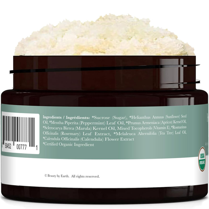 Peppermint Tea Tree Organic Body Scrub - USA Made Sugar Scrub with Natural Ingredients, Moisturizing Body & Foot Exfoliator for Dry and Sensitive Skin, Removes Dead Skin Cells & Reduces Ingrown Hair Peppermint Tea Tree - BeesActive Australia