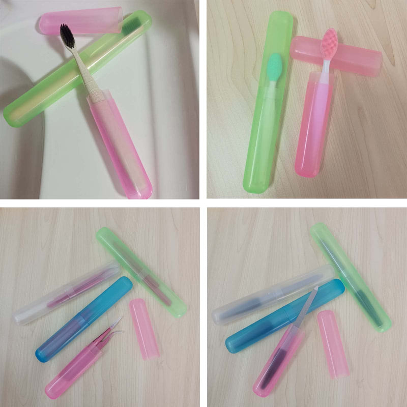 4pcs Plastic Toothbrush Case Travel Cover Holder Storage (Pink, Blue, Green and White) - BeesActive Australia