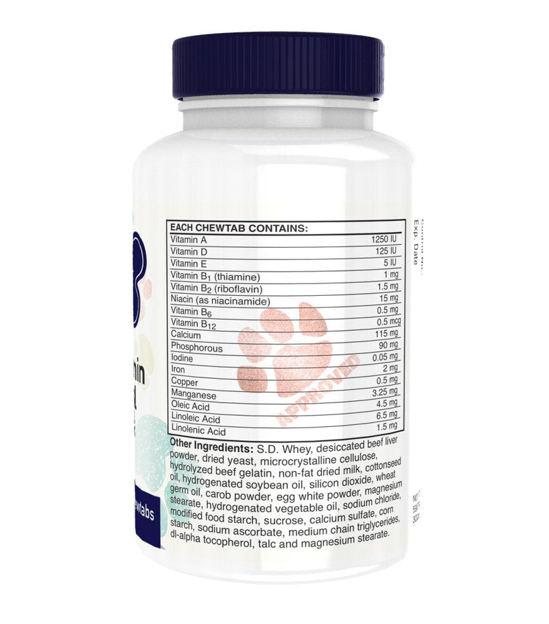 Dog-Vites Dog Multi-Vitamin & Mineral Supplement | 100 Beef Flavor Chewables | by Health Thru Nutrition