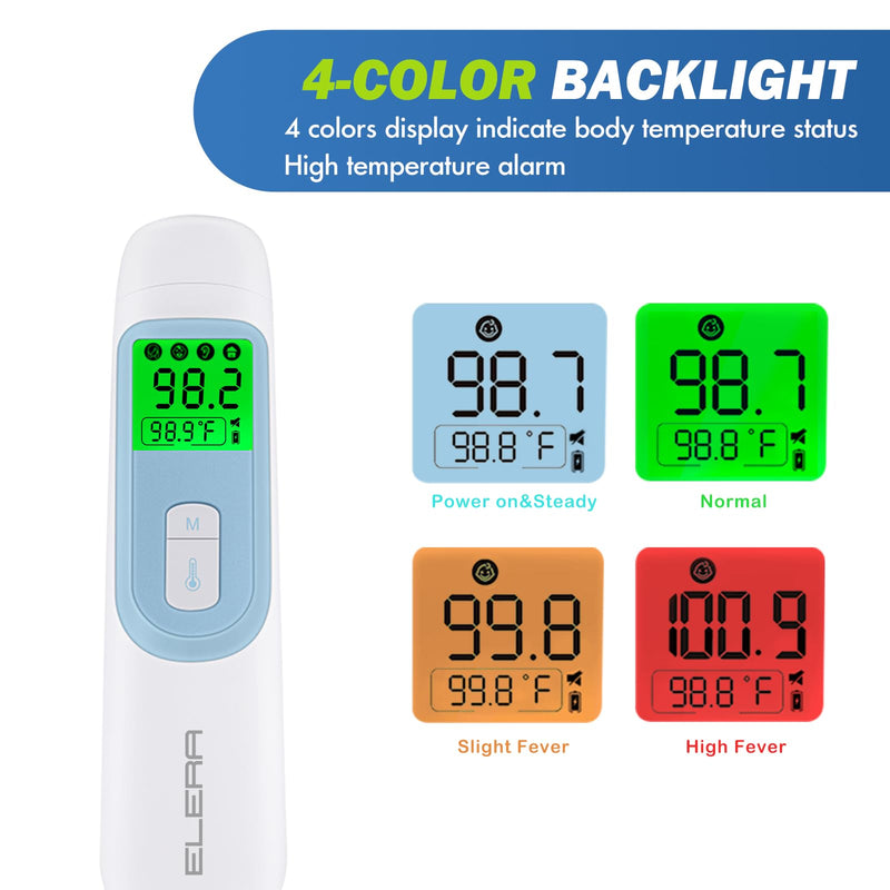 Ear Thermometer for Baby, ELERA Infrared LCD Thermometer with Automatic Switching Mode of Ear & Forehead, 1s Measurement, 4 Color Backlight Display with Fever Indicator - BeesActive Australia