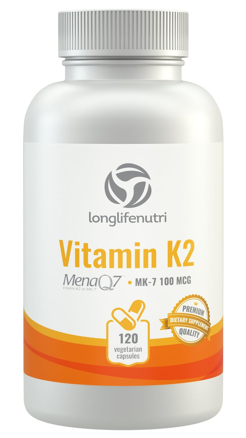 Vitamin K2 MK7 100 Mcg with MenaQ7-120 Veg Caps | from Natto | Heart & Bone Health | Cardiovascular Support | Non-GMO 120 Count (Pack of 1) - BeesActive Australia