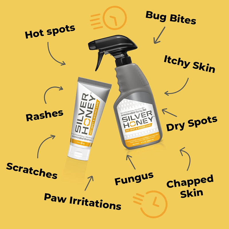 Absorbine Silver Honey Hot Spot & Wound Care Spray Gel for Dogs, Cats, Small Animals, 8oz Bottle - PawsPlanet Australia