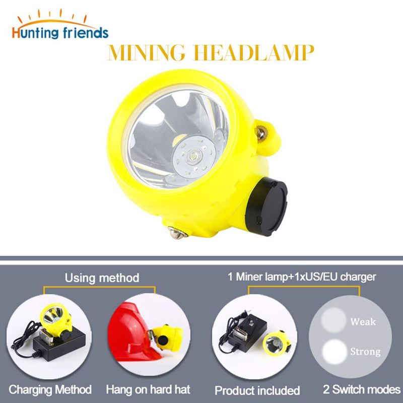 Super Bright Rechargeable LED Mining Headlamp, 1 Main + 6 LED Miner Cap Lamp, Explosion-Proof Waterproof Hard Hat Light, Underground Coal Mine Headlight for Outdoor Work, Hunting, Fishing, Camping BK2000Y