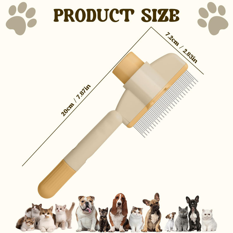 Pet Hair Removal Comb Flea Comb, 2025 New Cat Grooming Brush, Cat Brush with Release Button, De-Shedding Cat Hair Comb, Cat Grooming Supplies, Cat Brush for Short and Long Hair Cats (Yellow) Yellow - BeesActive Australia