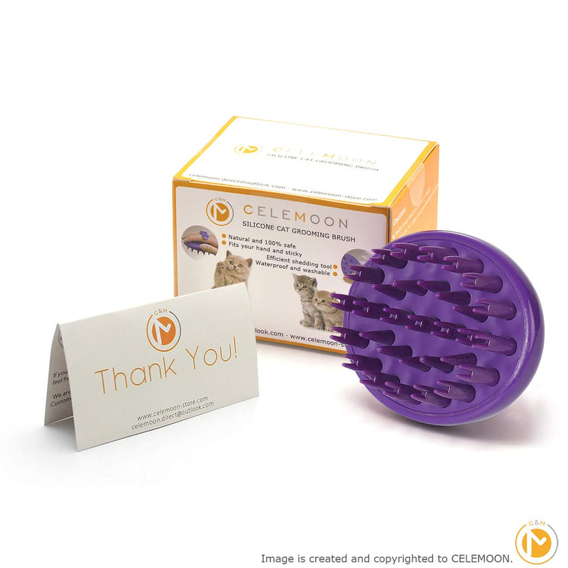 Cat Brush with Soft Rubber Pins, Washable Silicone Pet Brushes for Indoor Cats Grooming Shedding Massage Bath, No Scratching Removes Hair Mats Tangles and Loose Fur for Short to Long Haired Purple - BeesActive Australia