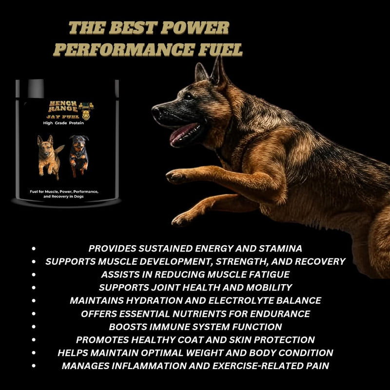High Protein 70% & Nutritional Supplement For Dogs Muscle, Speed, Stamina, Focus, Energy, Rehab, Recovery, Repair, Probiotic Hench Range Jayfuel All Breeds