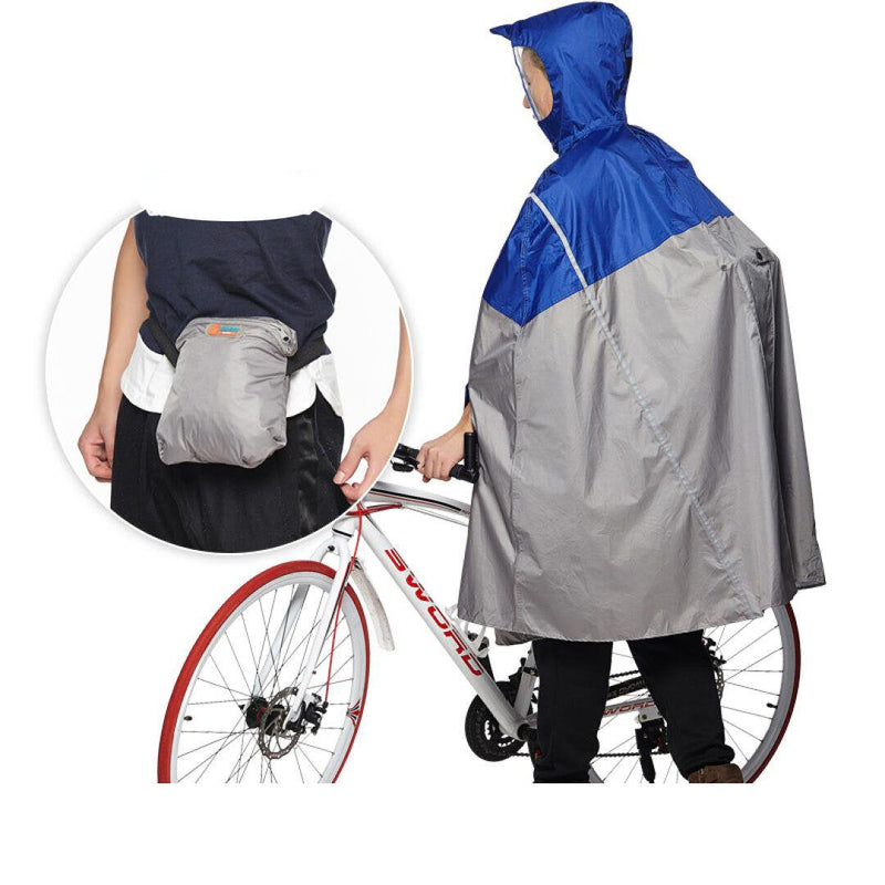 SudaTeko Lightweight Cycling Rain Poncho Breathable Bike Hooded Raincoat Rain Cape with Reflector Strips