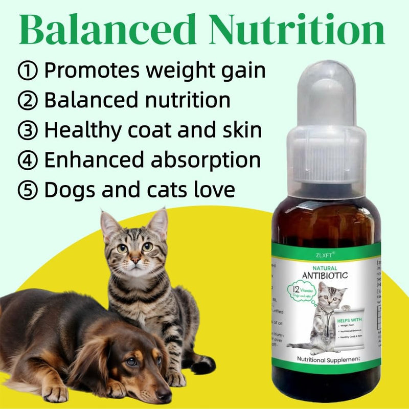 Natural Antibiotics for Cats, 2 Pieces Cat Antibiotics for Infections, Cat Antibiotics for UTI, Cat Antibiotic Supports Immune System & Cat Allergy Relief, 30 ml