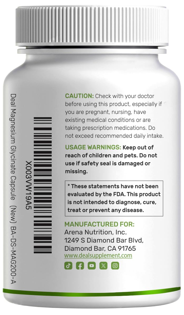 Magnesium Glycinate 500mg Per Capsule (1000mg Per Serving) Plus Vitamin C, 240 Capsules – 100% Chelated for Easy Absorption – Essential Mineral Supplement