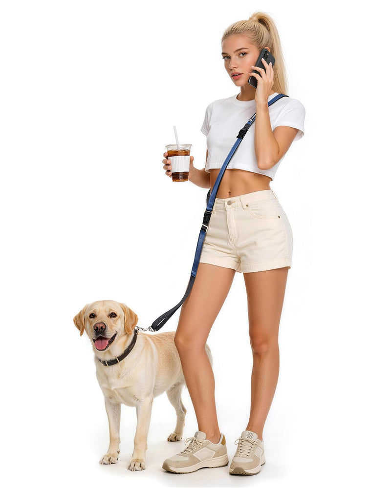 Reinforced Crossbody Dog Leash, 4–6ft Adjustable Multifunction Leash with Dual Padded Handles, Durable Nylon Lead Featuring Solid Metal Clips for Daily City & Park Walking - BeesActive Australia