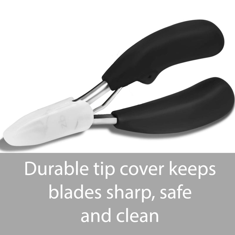 Zizzili Basics Toenail Clippers for Thick or Ingrown Nails – Large Easy-Grip Handle - Heavy Duty, Sharp Stainless Steel Nippers for Seniors & Home Pedicure Care Black Handle