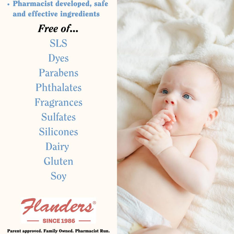 Flanders Bubble Bath - Shampoo & Wash 3-IN-1, Pharmacist Developed, Plant Based, Unscented, Clean Ingredients, Calming & Fun for Sensitive Skin, All Ages (15oz) 15 Fl Oz (Pack of 1) - BeesActive Australia