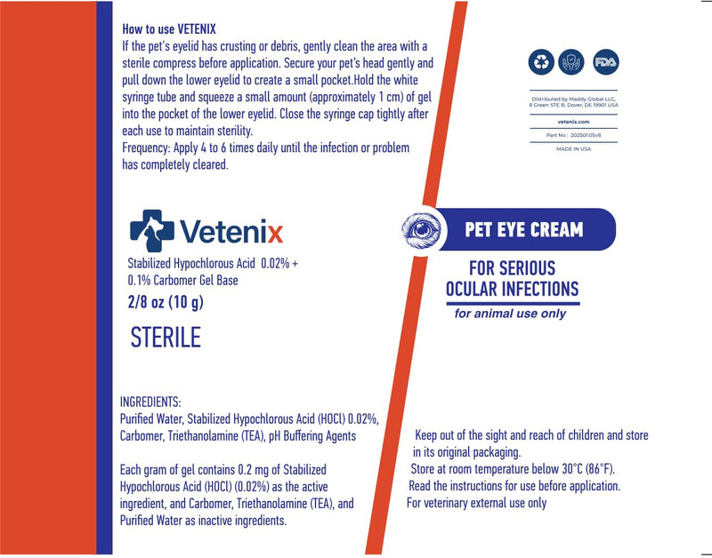 Pet Eye Cream - Natural Gentle Cleansing for Dogs, Cats, Cattle, Sheep, Horse, Bird 10 Gr. 1 Tube