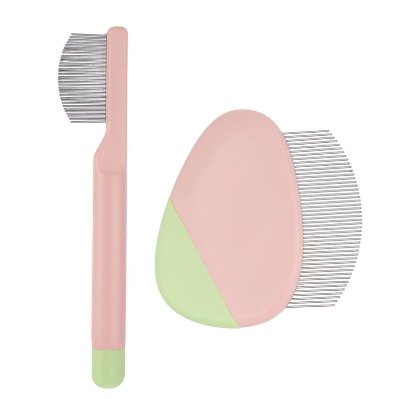 2Pcs Professional Eye Comb for Pets Stainless Steel Dog Eye Comb Gentle Facial Combs for Dogs & Cats Stress-Free Tear Stain Dirt and Debris Remover Comfortable Grip for Daily Pet Grooming S+M