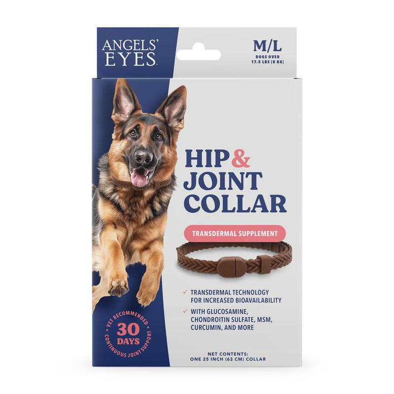 ANGELS' EYES Hip + Joint Mobility Collar for Dogs with Glucosamine, Chondroitin, MSM, and More | Convenient & Easy | 30 Days of Continuous Support | Water Resistant (Medium/Large) Medium/Large