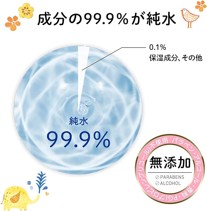 Mama Bear Baby Wipes, 99.9% Pure Water, Flushable Type, Made in Japan, Paraben Free, Fragrance-free, 60 Sheets x 24 Pieces (1440 Sheets) [Case Products] - BeesActive Australia