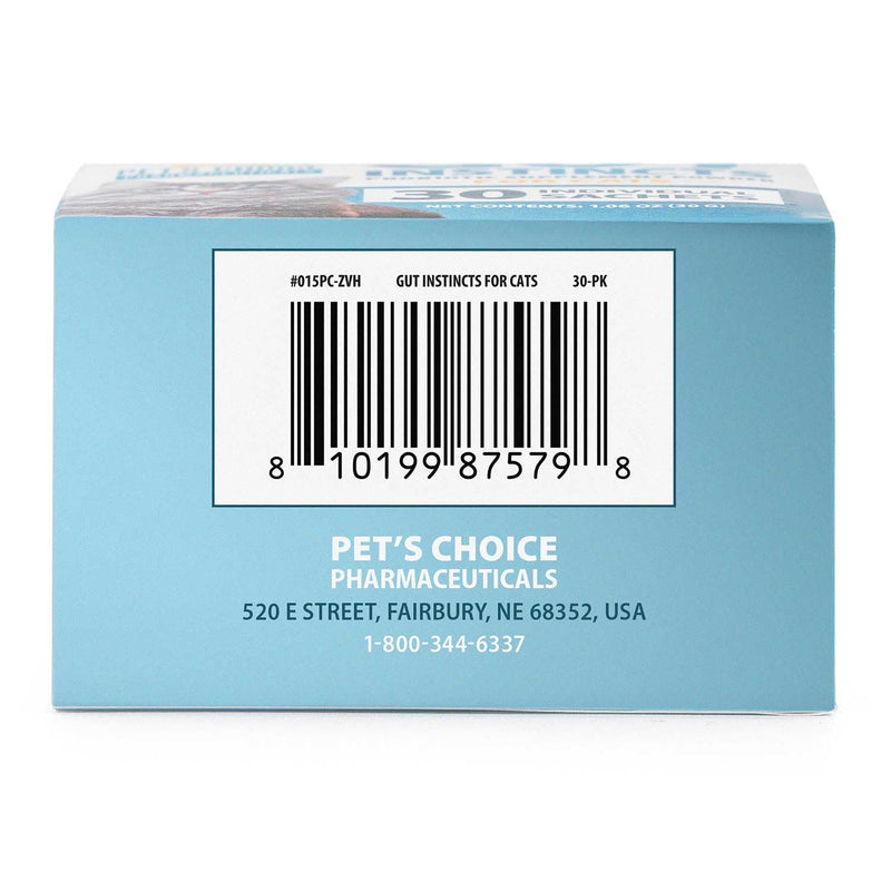 Pet's Choice Gut Instincts Probiotic Supplement Powder Packets for Cats, 30 ct, Veterinary Formulated Cat Probiotics with Vitamins for Gut Health, Digestive Balance, Diarrhea Support, Chicken Flavor 30 count