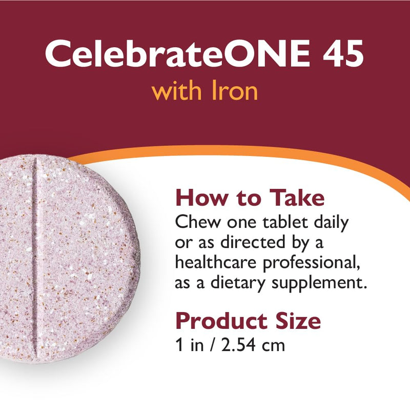 Celebrate Vitamins CelebrateONE 45 Chews, Midnight Cherry, 30 Day Supply | 30 Count with Once-Daily Bariatric Multivitamin with 45mg Iron for Post-Surgery Sleeve Gastrectomy or Gastric Bypass 30 Count (Pack of 1)