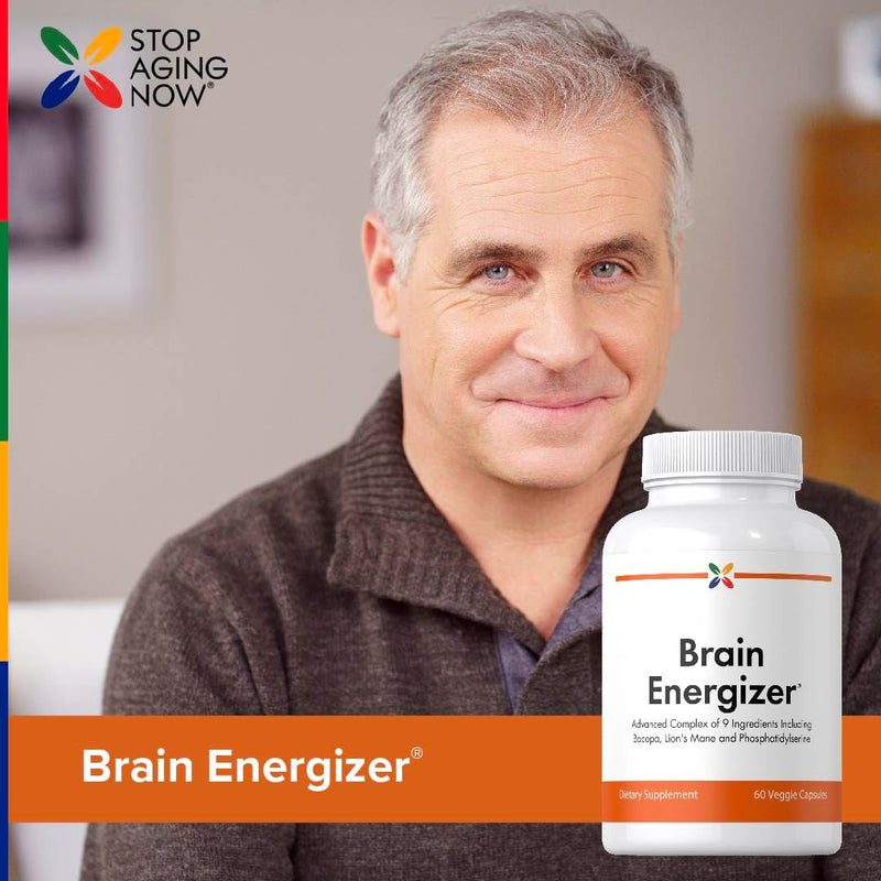 Stop Aging Now - Brain Supplement Complex - with Ginkgo Biloba, Lion's Mane, Bacopa, and DMAE - 60 Vegetarian Capsules - Advanced Blend