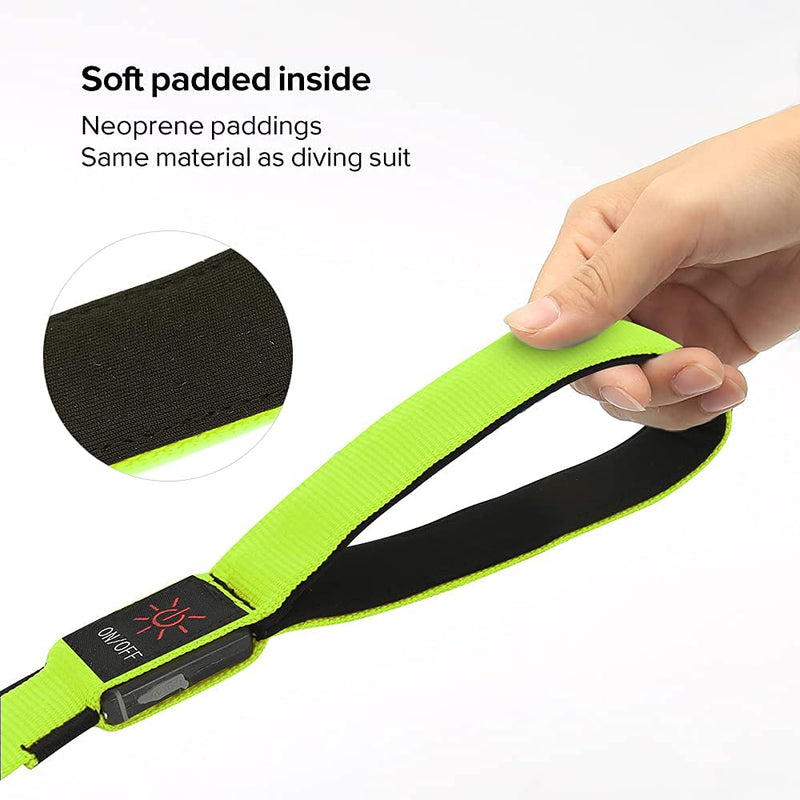 Colaseeme LED Dog Leash Light Up Dog Leash 4 Feet Micro USB Rechargeable Nylon Webbing Glow Safety Standard Dog Leash for Dogs (Green) Green - BeesActive Australia