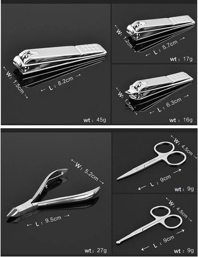 PhantomSky Nail Clippers Set, 15 Pieces, Multi-functional Stainless Steel Nail Care Set, Scissors, Portable, Stainless Steel Pedicure Set, Nail Clippers Cleaner, Manicure, Essential Set, For Hands, - BeesActive Australia