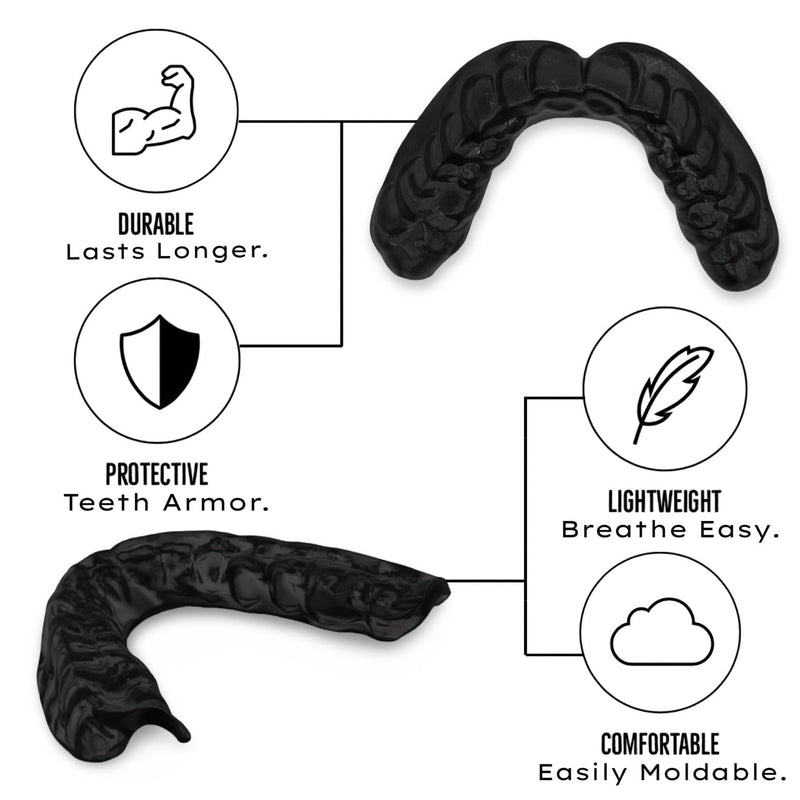 Zero-G Sports Mouthguard Black 1-Pack - Adult Size - Boil & Bite - Basketball, Football, Soccer, Baseball, Hockey, Lacrosse - BeesActive Australia