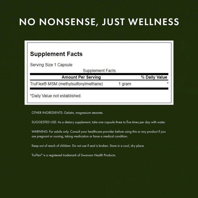 Swanson MSM - Essential Minerals Promoting Mobility & Joint Health Support - Helps to Maintain Connective Tissue Health Including Cartilage, Collagen, & Hair - (240 Capsules, 1000mg Each) 3 Pack 240 Count (Pack of 3)