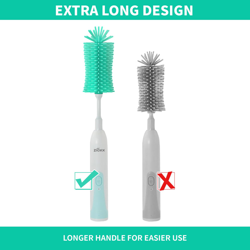 Electric Bottle Brush Cleaner, Portable Electric Baby Bottle Brush Cleaner for Travel, Rechargable Travel Bottle Cleaner Kit with Nipple & Straw Brush, Perfect Mom Essentials After Birth Gift, Green Round Model for Home Use - BeesActive Australia