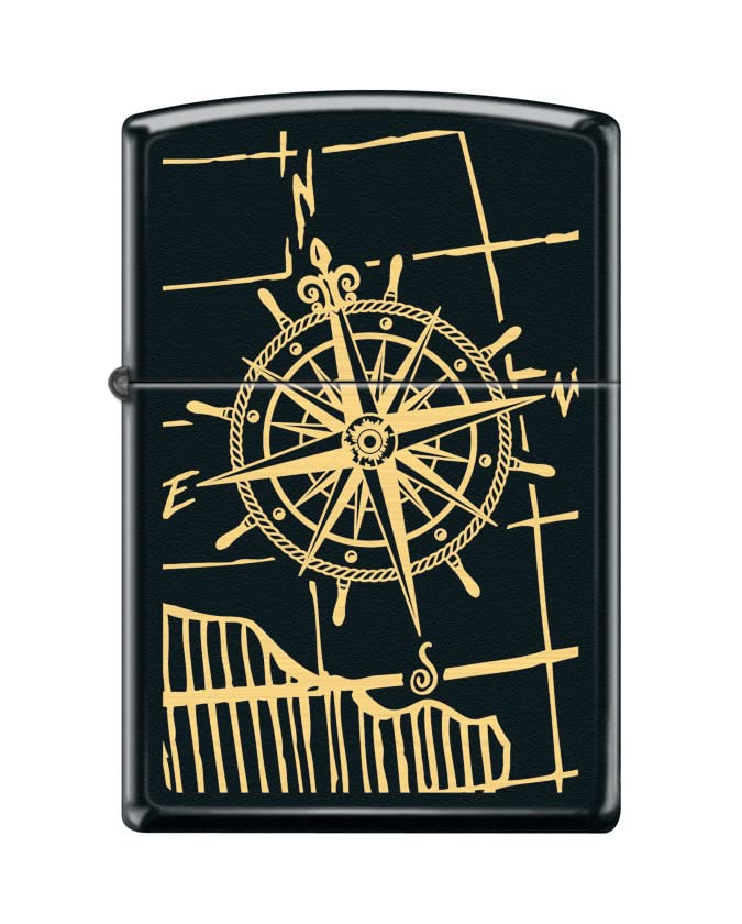 Zippo Lighter- Compass Windproof Lighter Compass Black Matte #Z5449 Compass Z5449