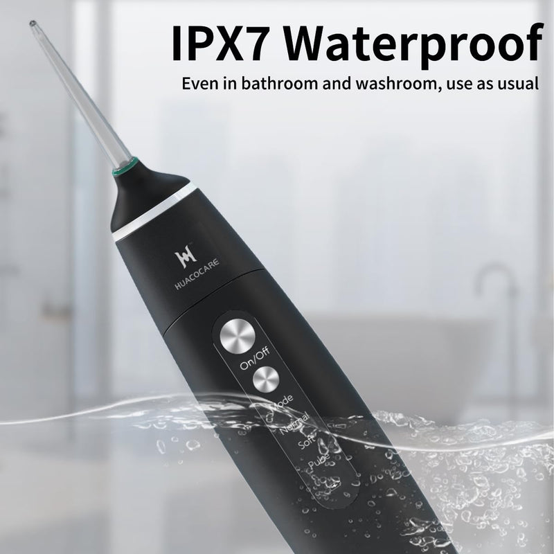Water Flosser Equipped with Two Water Tanks for Home and Travel,3 Modes Dental Oral Irrigator,Portable,IPX7 Waterproof,Powerful Battery Life, Water Dental Flossers for Teeth (Black) Black