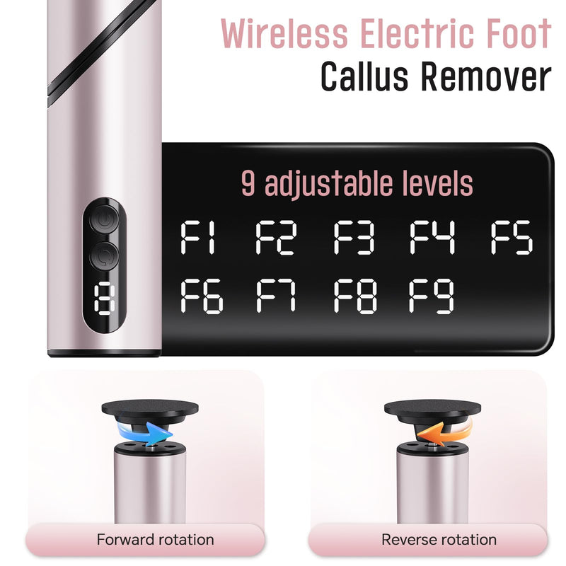 Electric Foot Callus Remover, 2-in-1 Rechargeable Foot File Callus Remover for Feet, Max 900RPM 9 Adjustable Speeds Foot Scrubber for Dead Skin Pedicure Cracked （1 Pack） Pink - BeesActive Australia