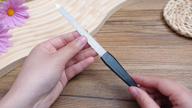 12 Pcs Metal Nail File 6.7 Inch Stainless Steel Nail File Double Sides with Anti Slip Handle Fingernails Toenails Manicure Tool for Woman and Men(Black) Black
