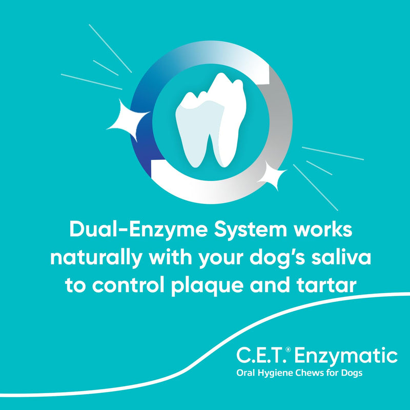 Virbac C.E.T.® Enzymatic Oral Hygiene Chews for Dogs, Medium - Plaque & Tartar Control - Single Layer Beefhide with Exclusive Dual-Enzyme System & Tasty Chicken Flavor - Easy to Give Dog Dental Chew 12.8 Ounce (Pack of 1) Medium 26-50lbs
