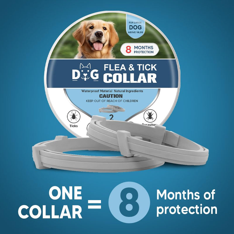 Dog Flea and Tick Collars, Natural Flea Repellent for Dogs, Tick Collars for Dogs, Dog Flea Collars, 8 Months Prevention, Suitable for Large Dogs, Medium Dogs, Small dogs-2P - BeesActive Australia