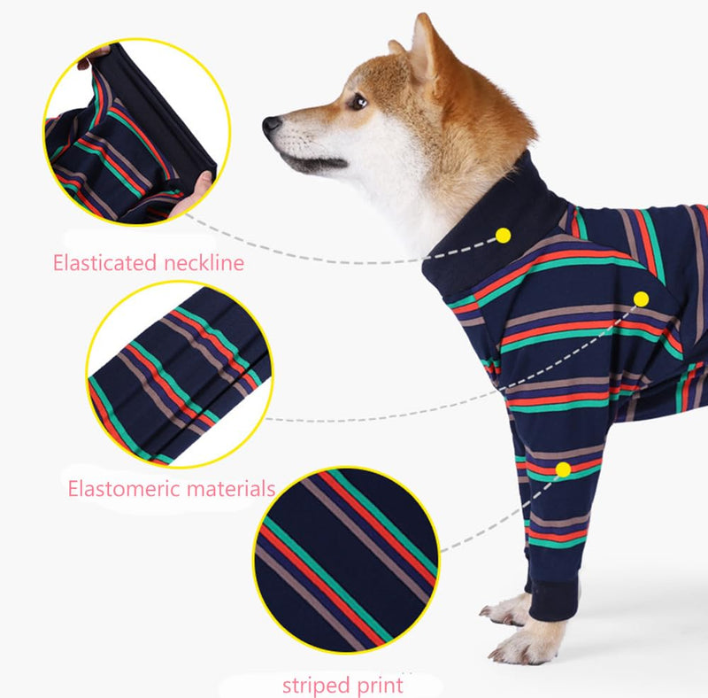 SUYUKU Dog Recovery Suit Anti Leak Puppy Long Sleeve Bodysuit for Elizabethan Collar Onesie with Legs Surgical Bodysuit Soft Comfortable Warm Pajamas Clothes for Pets (Blue, XL) Blue - BeesActive Australia