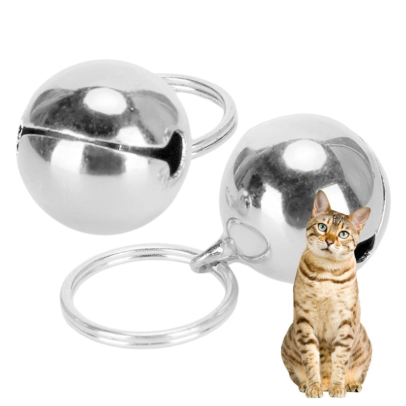 GLOGLOW Pet Copper Bells, 2 Pcs Rust Resistant Anti‑Lost Copper Bells Crisp Sound Round Collar Decoration Fashionable Necklace Decor for Dog Cat Silver - BeesActive Australia