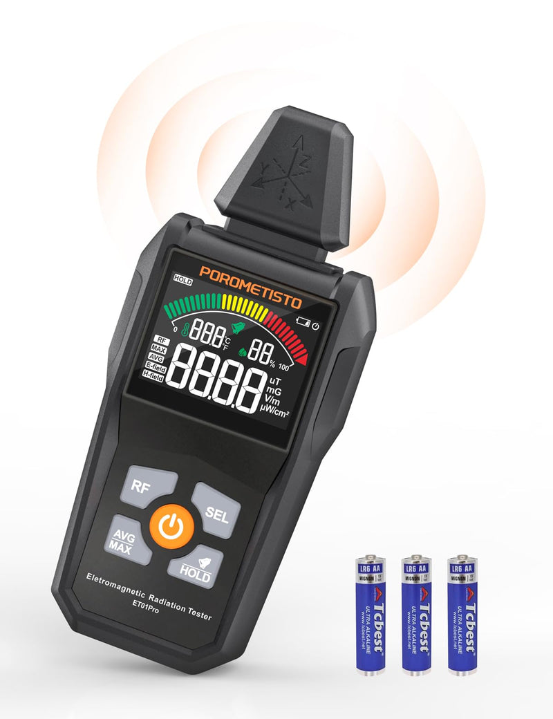 EMF Meter Radiation Detector, ET01Pro EMF Detector, 5-in-1 Electromagnetic Field & Radio Frequency Detector for Home Use & Office EMF Inspections,Ghost Hunting Equipment - BeesActive Australia