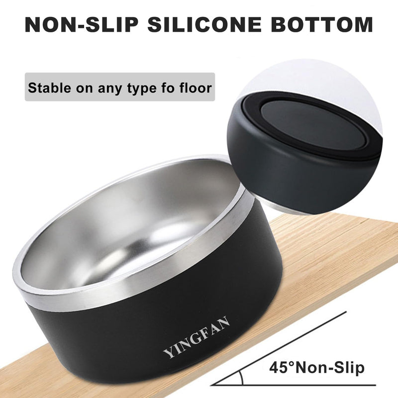 YINGFAN Stainless Steel Dog Bowls, 32 oz Non-Slip Dog Food and Water Bowls, 6.4 x 3 Inch, Black - BeesActive Australia