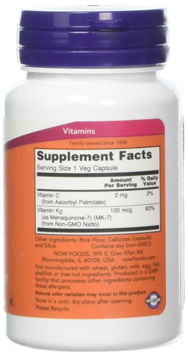 Now Foods, Mk-7 Vitamin K-2 100 Mcg, 60 Vegg Capsules