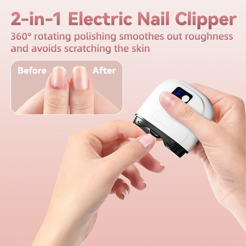 Electric Nail Clippers for Seniors & Adults, 2026 Upgrade 3-Speed Automatic Toenail Trimmer with LED Light and Nail Dust Collector, Portable Rechargeable Nail Cutter for Thick Nails, Babies, and Kids