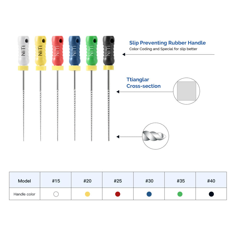 JMU Dental K Files #20/28mm, NITI Hand Use Files 6 Pcs/Pack #20 (28mm) 1
