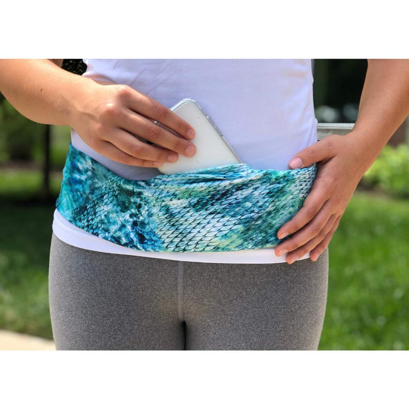 BANDI Running Belt for Women & Men – USA Made No-Bounce Adjustable Waist Pack & Secure Fanny Pack – Fits All Phones, Gels & Essentials – Zipper-Free, Medical Device Friendly Seaside Pocketed Belt (28"-42") - BeesActive Australia