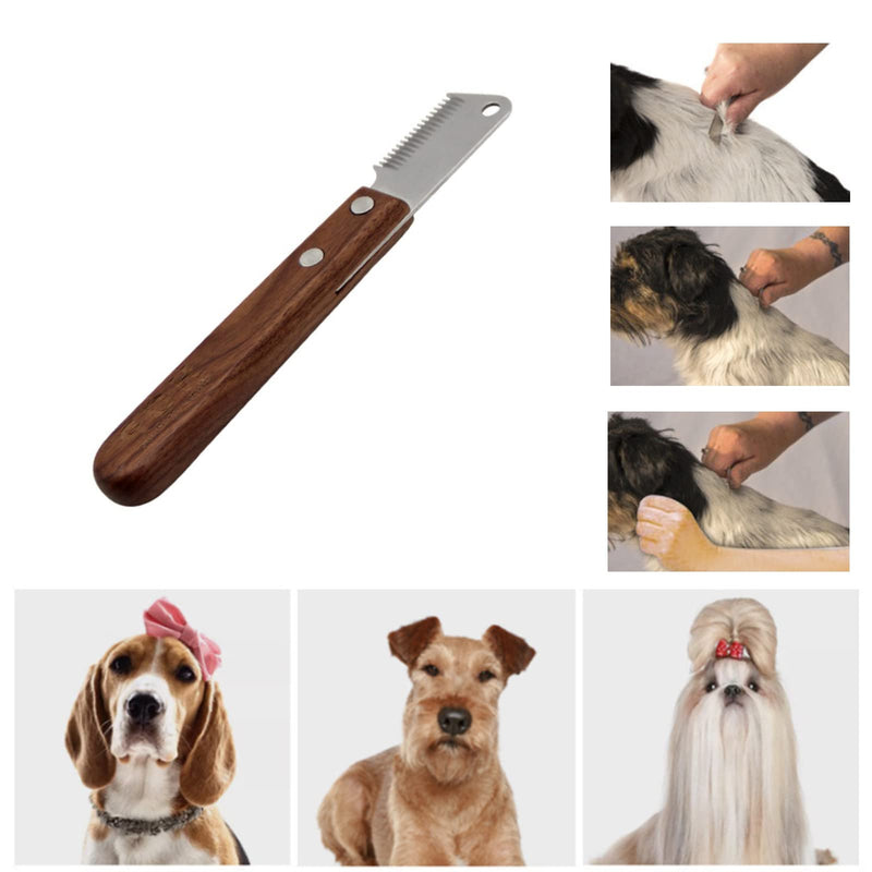 Vastsea Professional trimming knife, dog trimming knife with wooden handle, ergonomically shaped handle for right-handed use, applicable for pet grooming, most dogs - BeesActive Australia