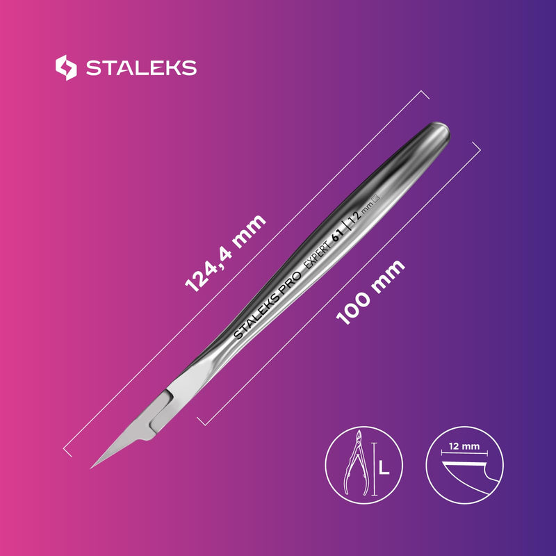 Staleks Pro Expert 61 Ingrown Toenail Nippers – 12mm Blades – Narrow Tips with Safe Ends – Stainless Steel – Professional Pedicure Tool 12 mm