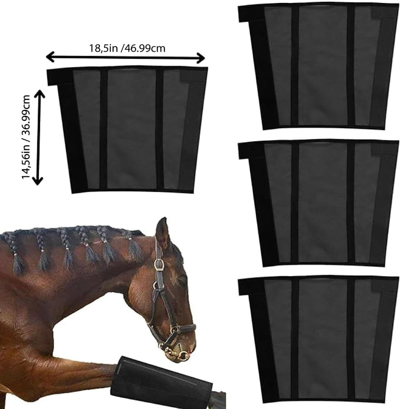 Horse Fly Boots Set of 4 | Fly Boots for Horses Set of 4, 18"x14" with Horse Grooming Set Included | Equine Fly Boots | Fly Leg Wraps for Horses | Warrior Fly Boots Horse Grey - BeesActive Australia