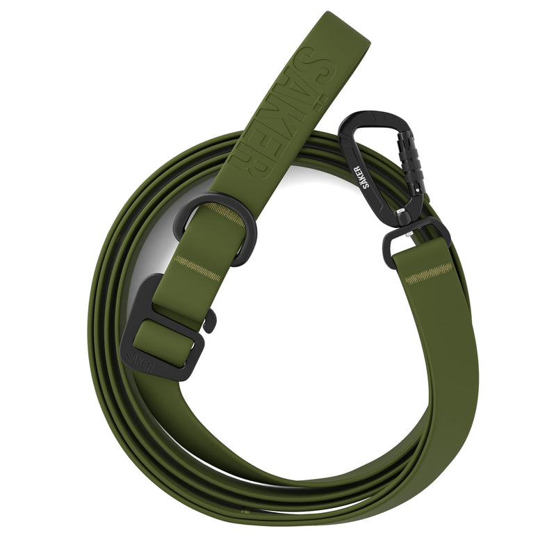 Säker Kelp™ Waterproof Dog Leash – Heavy Duty, Odor-Proof, Adjustable 4–6 ft Long Dog Leash with Twist-Lock Carabiner, 3 Traffic Handles, Hands-Free Option, Aluminum Hardware Trail Green