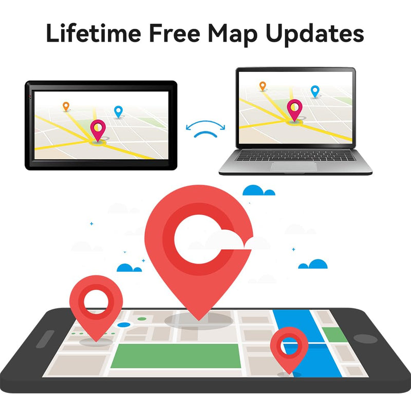 JFX GPS Navigator for Car Truck RV, 7" Touchscreen GPS Navigation System for Car with 2026 Map, Voice Turn-by-Turn Guidance, Speed & Red Light Warning, Custom Truck Routing, Free Lifetime Updates - BeesActive Australia