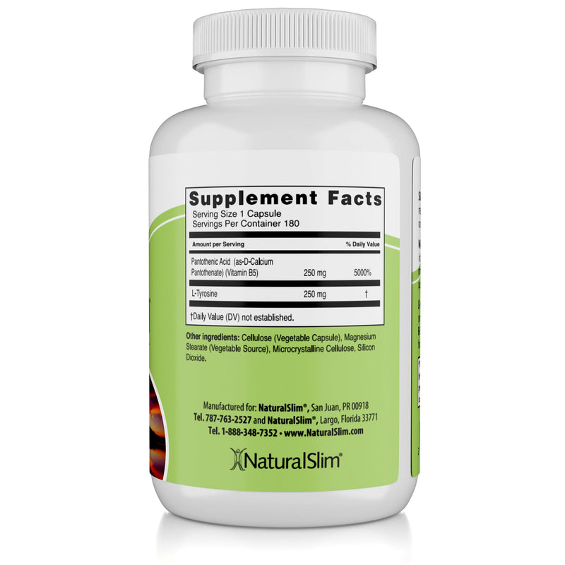 NaturalSlim Stress Defender | Cortisol Reducer & Stress Relief | Cravings, Sleep & Metabolism Support | Vitamin B5 & L-Tyrosine | 180 Vegetable Capsules 180 Count (Pack of 1)