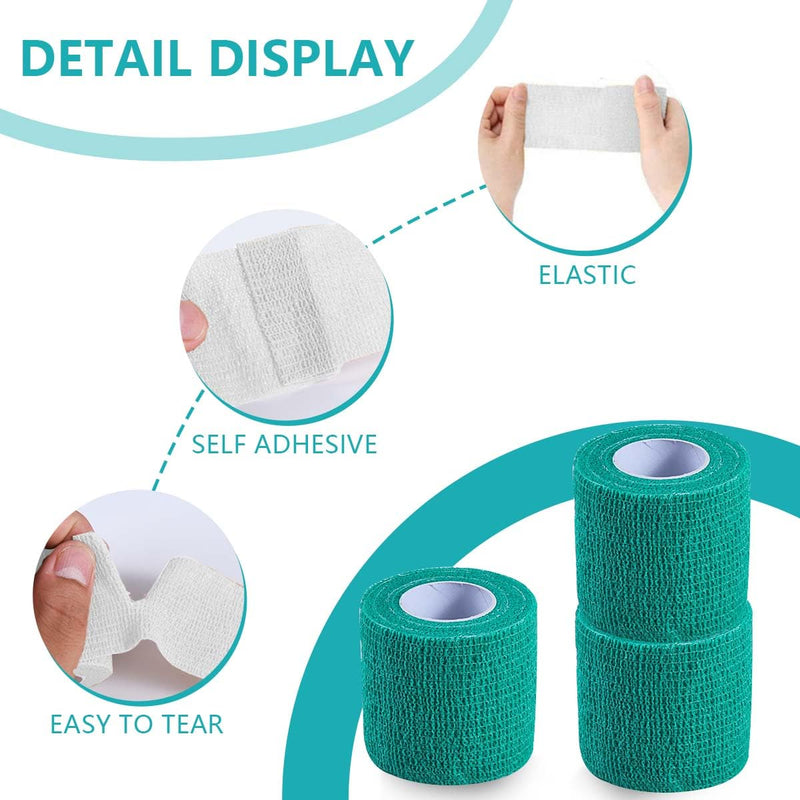 30 Pack 2 Inch x 5 Yards Green Self Adhesive Bandage Breathable Cohesive Bandage Wrap Rolls Elastic Self-Adherent Tape for Stretch Athletic, Sports, Wrist, Ankle 2 Inch, 30 Pack - BeesActive Australia